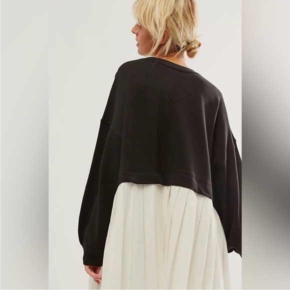 Free People Womens Small Black White Eleanor Sweatshirt - Picture 12 of 12